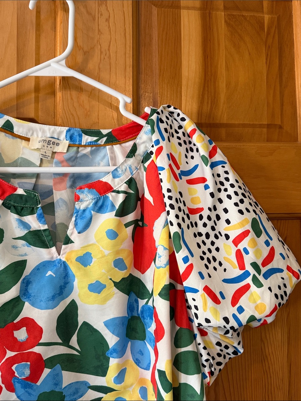 Umgee Multicolor Floral & Confetti Print Top